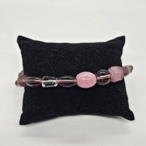 purple glass bead toggle bracelet 9 inch wearable length